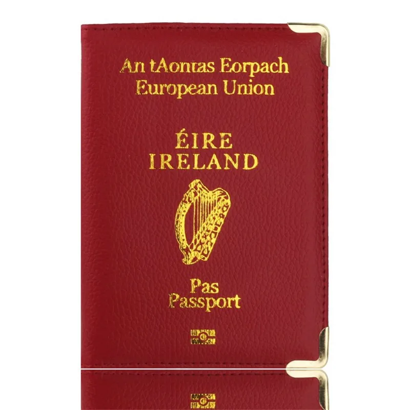 New Litchi Pattern European Union Ireland Leather Passport Cover Women Holder with Copper Angle Credit Card Document | Багаж и сумки