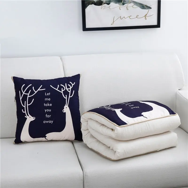 SB cotton cartoon quilt blanket portable foldable square throw pillow home office car air conditioning quilt Cartoon pillow