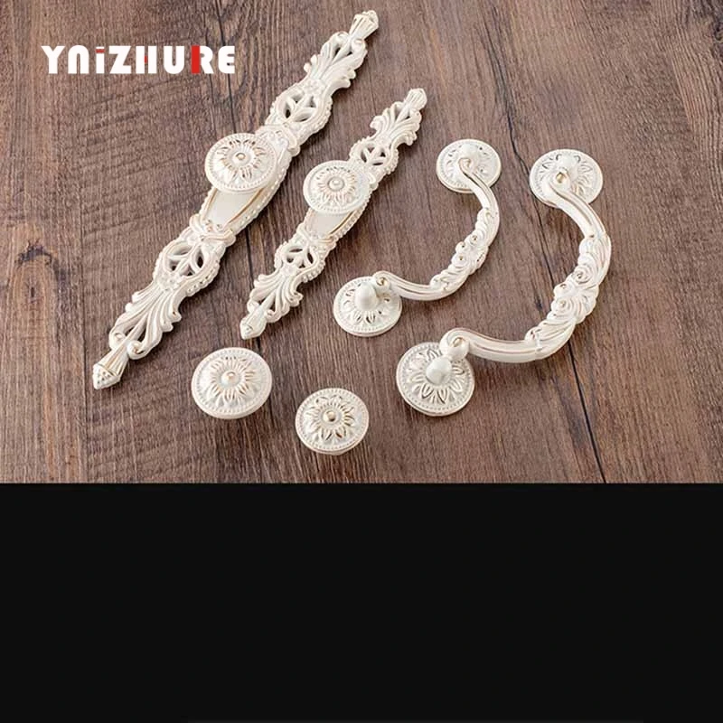 2pcs European Style Kitchen Cabine Knobs And Handles Furniture Drawer Door White Dresser Wardrobe Pulls Hardware