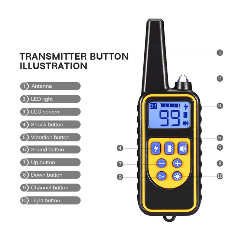 Водонепроницаемый перезаряжаемый ошейник для дрессировки собак 800 м|Ошейник