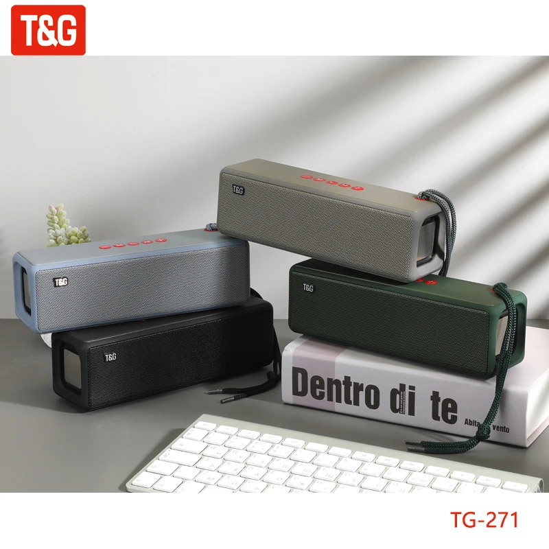 T & G-Altavoz Bluetooth TG271, reproductor de música inalámbrico portátil con graves, columna impermeable, USB, para exteriores, TF, Subwoofer