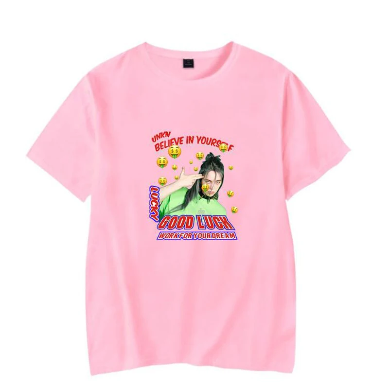 Уличная футболка в стиле хип-хоп Billie Eilish Harajuku, Повседневная футболка с круглым вырезом и короткими рукавами для мужчин и женщин, крутая футболка с графическим рисунком в стиле хипстер - Цвет: Серебристый