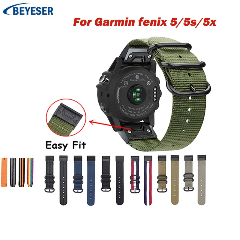

20mm 22mm Nylon Watch Strap for Garmin Fenix 5 Band Strap Quick Fit for Garmin Fenix 5 5X 3 3HR D2 S60 GPS Band 26mm Watch band