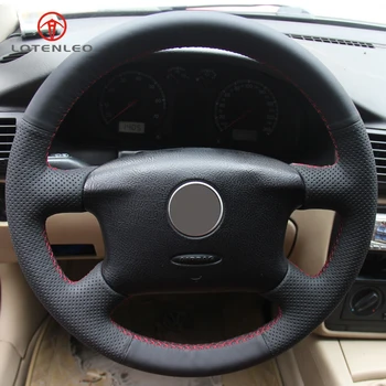 

LQTENLEO Black Artificial Leather Car Steering Wheel Cover for Volkswagen Passat B5 Golf 4 1996-2005 Seat Alhambra 2001-2009