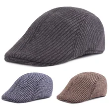 Мужская кепка для гольфа, шапка газетчика, простая полосатая вязаная хлопковая береты, шапка s