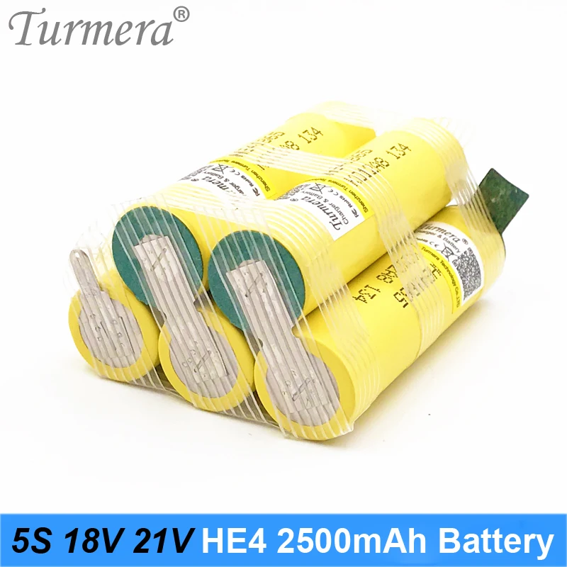 Батарея 5S 18V 21V литиевая Батарея пакет 18650 HE4 2500 мА/ч, 20A 35A ток разряда для отвертка Батарея Шурик(на заказ