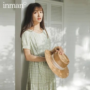 

INMAN 2020 Summer New Arrival French Style V-neck Lace-up Short Sleeve Pure And Fresh Elegant Dress