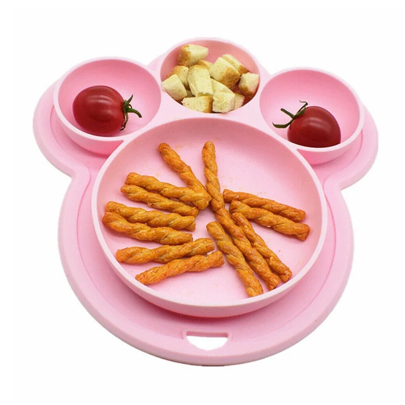 

1Pc Baby Feeding Silicone Plate With Suction Cup For Kids Food Container Plate Children Training Dishes Tableware Divider Bowl