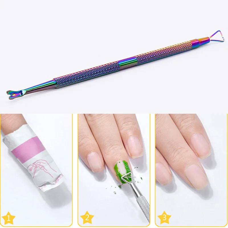 

UV Gel Polish Remover Triangle Stick Cuticle Pusher Trimmer Manicure Nail Art Tool Dual Sided