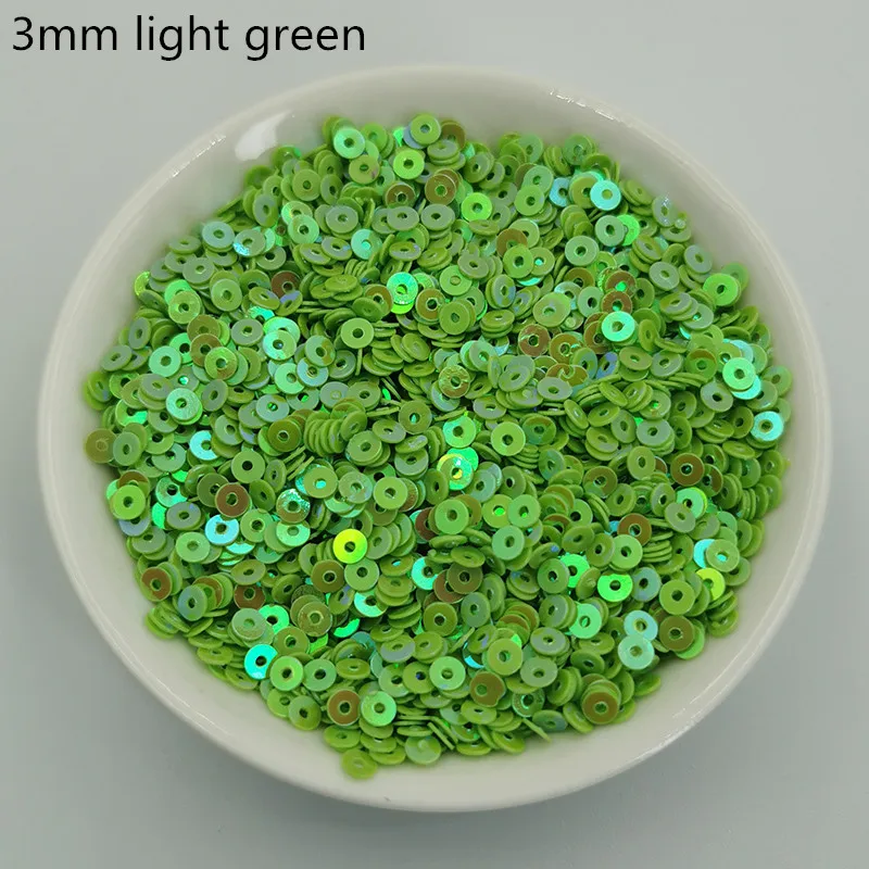 08 light green 3 мм блестящая отделка плоский круглый ПВХ свободные Блестки блестка шитье ремесло для свадебного украшения одежды платье колпачки для обуви аксессуары DIY - Цвет: 08 light green