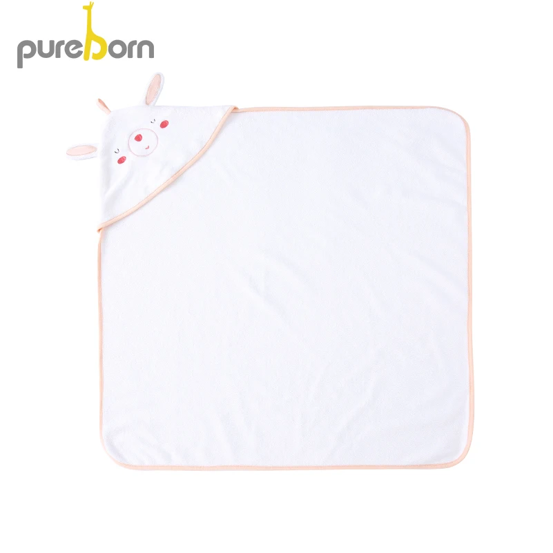 Pureborn Baby Bath Towel Newborn Unisex Baby Towel Terry Cotton Cartoon Animal Hooded Baby Boy Blanket Baby Girl Stuff