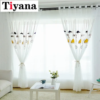 

Color Light Bulb Embroidery Curtain French Window Sheer Curtains Tulle Living Room Bedroom Kids Modern Children H010-4