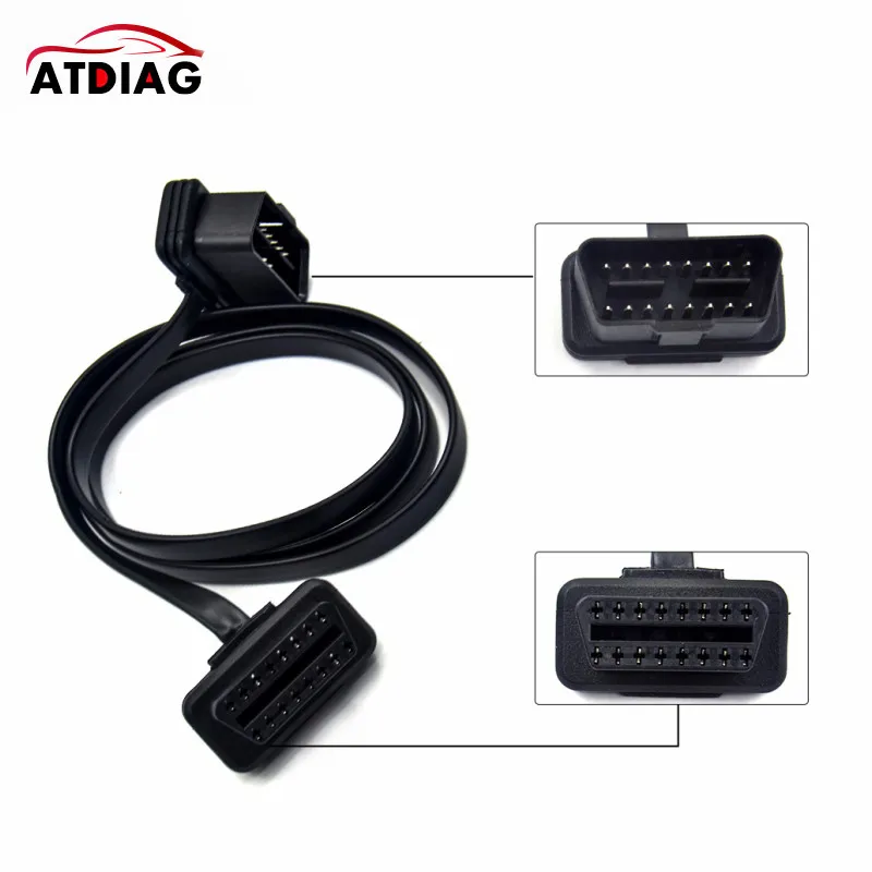 Плоский + тонкий как лапша OBDII OBD 2 OBD2 16-контактный ELM327 штекер-двойной гнездо