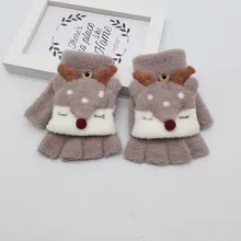 Модные милые детские перчатки для маленьких мальчиков и девочек, зимние теплые толстые рождественские перчатки с Откидывающейся Крышкой