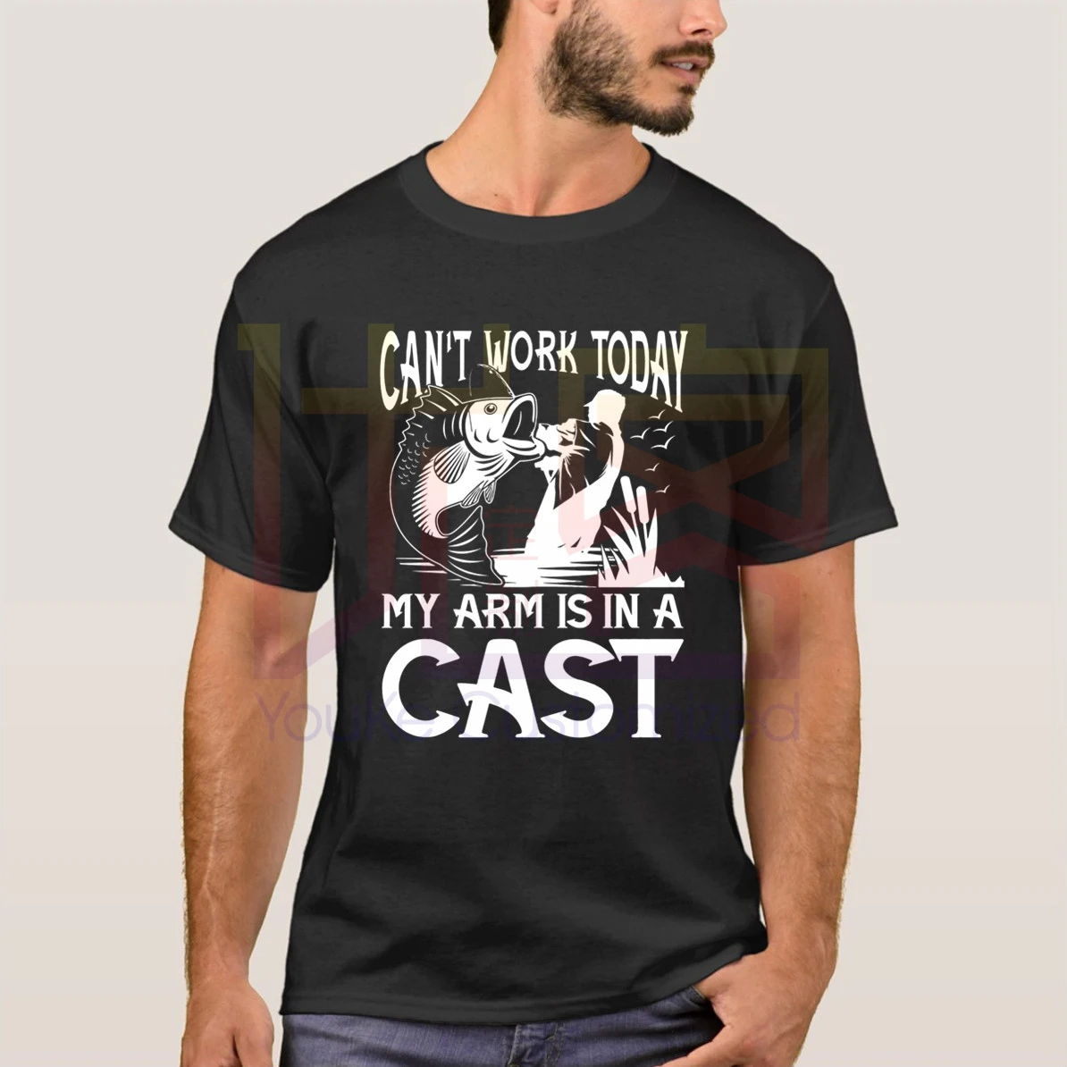 Мужская футболка с надписью Can't Work Today Arm is in A Cast забавная dats Day Fishing для парней
