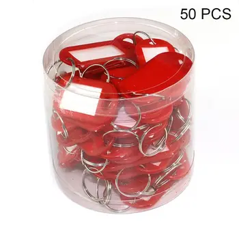 

50pcs Key ID Tag Baggage Luggage Name Label Card with Split Ring Keyring 63HC