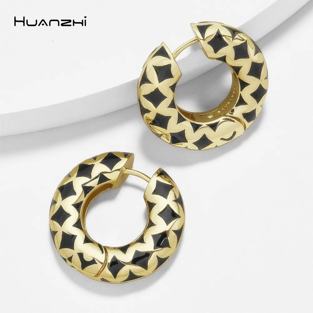 HUANZHI 2019 новые корейские Ретро панк круглые металлические геометрические