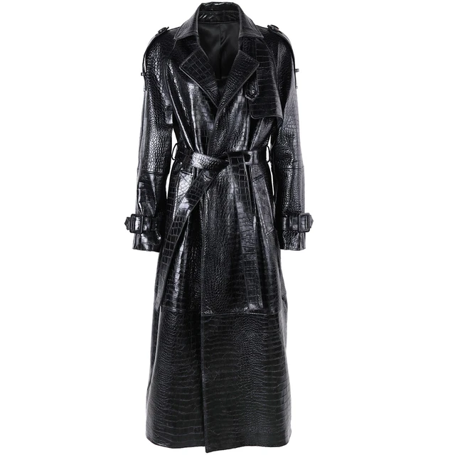 Croc Belted Trench Coat