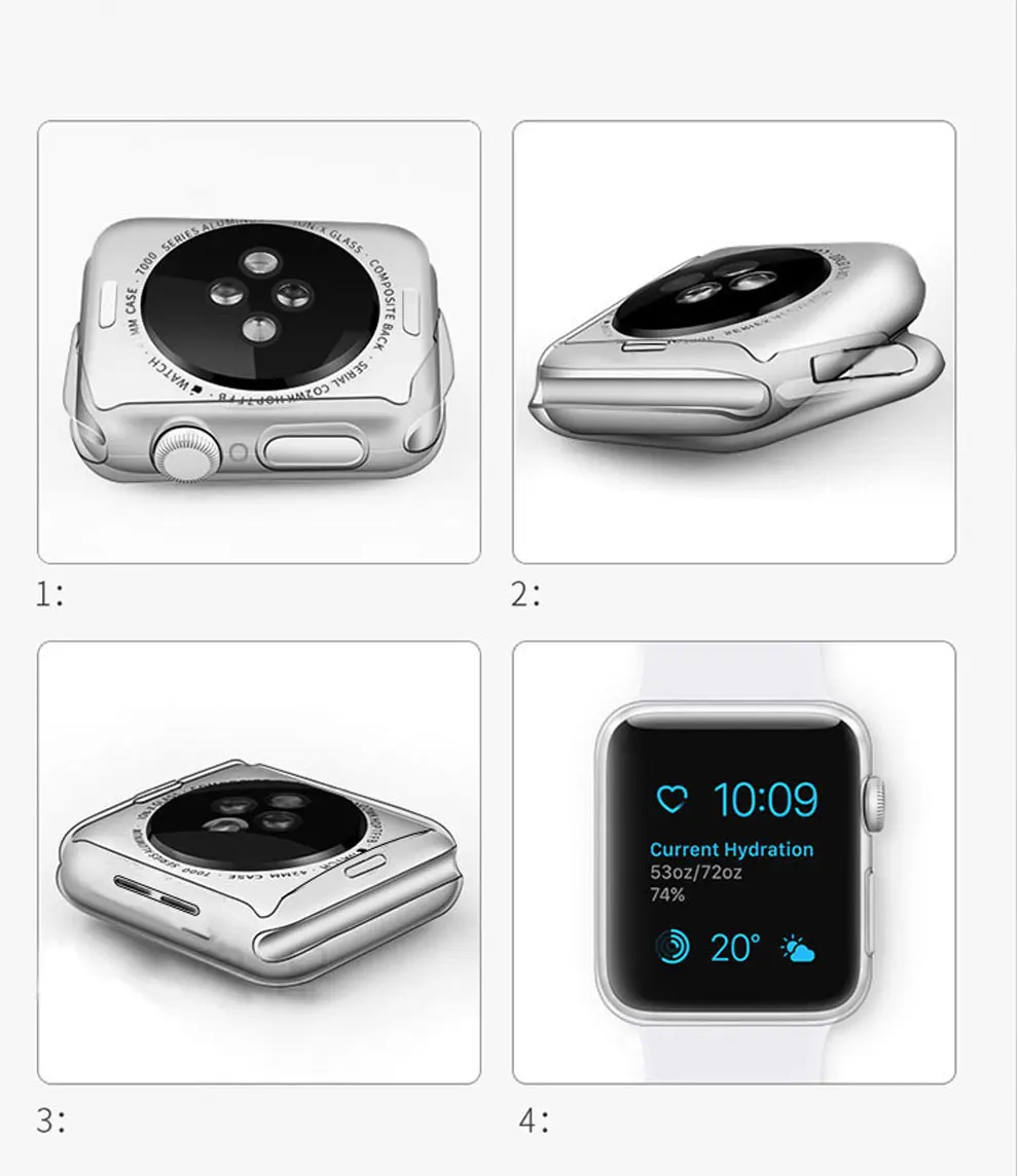 TPU-Abdeckung für Apple Watch-Gehäuse 44 mm, 45 mm, 41 mm, 42 mm, 38 mm, 40 mm, vollständiger Stoßstangenbandschutz, iWatch-Serie 9 8 7 6 5 3 SE-Zubehör – Detail 16