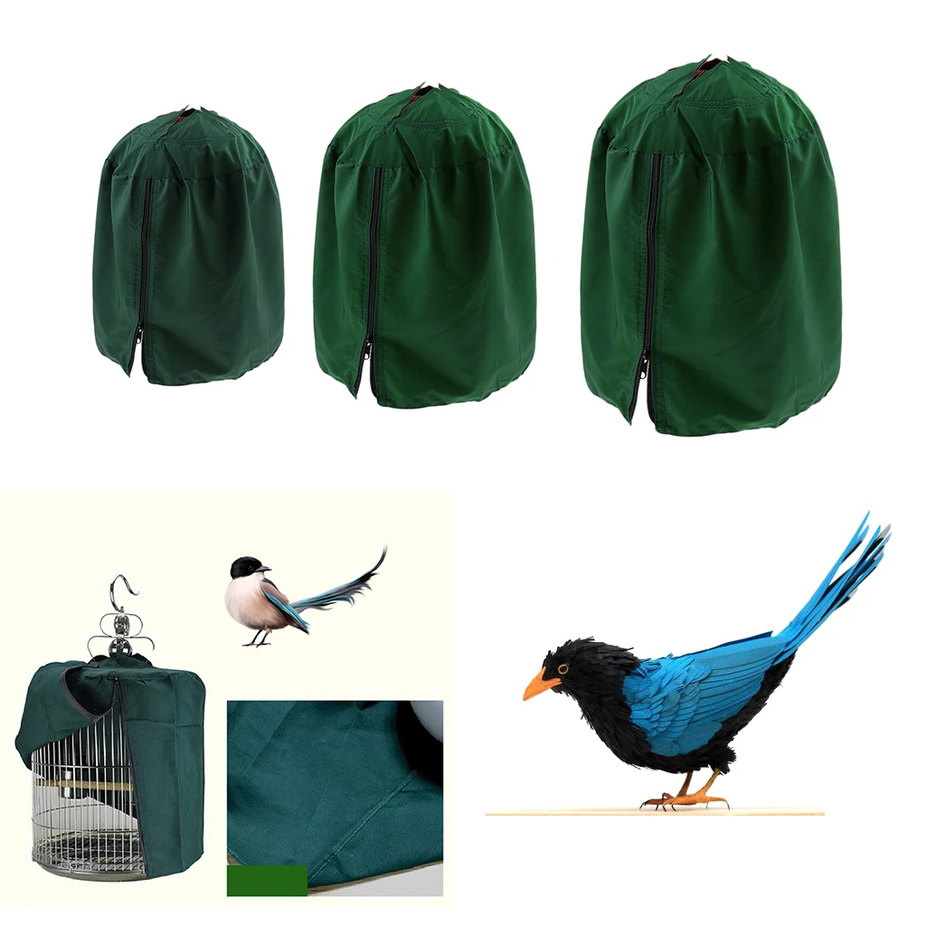 Circular Pet Bird Cage Cover ,Parrot Light-proof Sleep Shade ,Reduces Distractions, Muti-Functional Bird Cage Accessories,Green