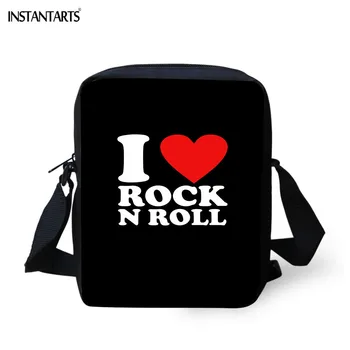 

INSTANTARTS New I Love Rock Design Crossbody Bags Fashion Women Mini Messenger Bags Band Designer Cool Handbags Schoolbags