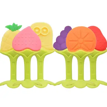 

Kuulee Baby Cartoon Fruit Shape Tooth Gum Colorful Silicone Molar Stick Training Tooth Toy Silicone 3 months or above silicone