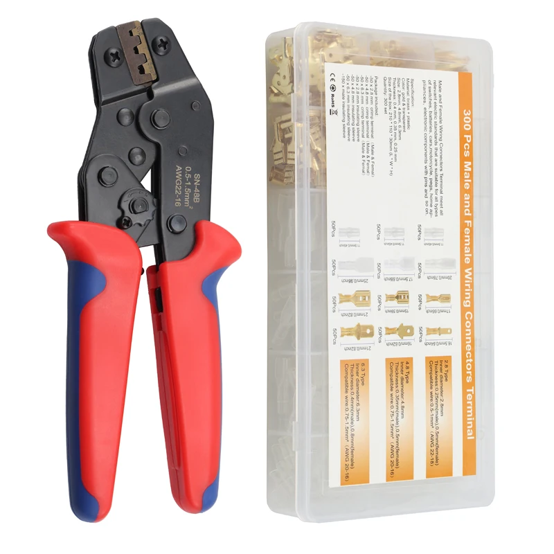 

Crimping pliers set SN-48B kit for 2.8 4.8 6.3 VH2.54 3.96 2510/tube/insulation terminals electrical clamp tools 300Pcs Terminal