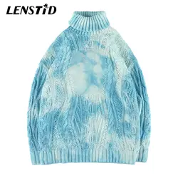LENSTID 2019 Осень Harajuku водолазка галстук-краситель вязанный зимний свитер мужской хип-хоп Уличная Мужская мода пуловер Свитера