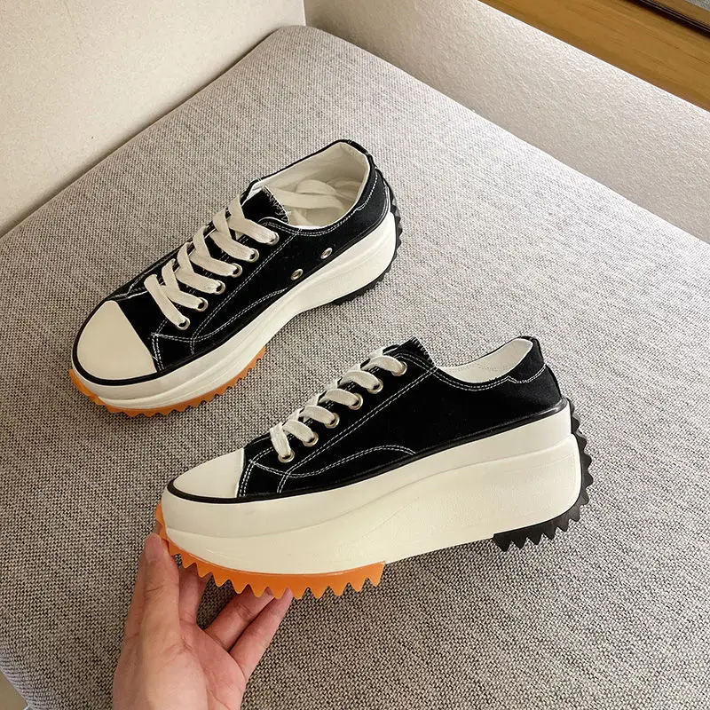 European Platform Platform All Match Breathable Canvas Shoes for Women
