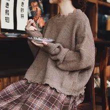 

Sweaters Women Simple Sweet Vintage Japanese Fashion Retro Fresh College Girls Cropped Sweater Kawaii Popular Womens Knitwear