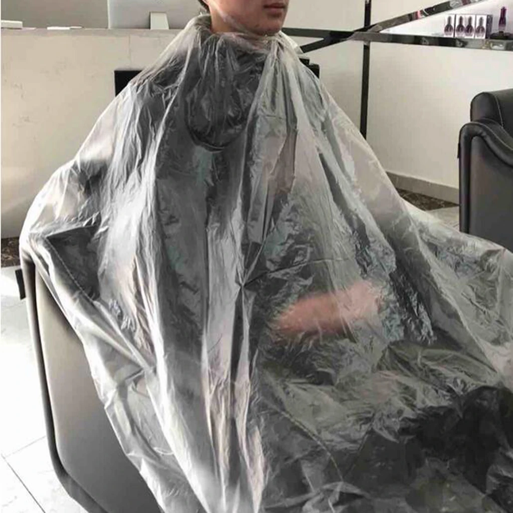 50pcs Waterproof Hairdressing Capes Hair Dye Cape Disposable Hair Cutting Cape Salon Gowns Barber Shop Capes Apron 150x130cm