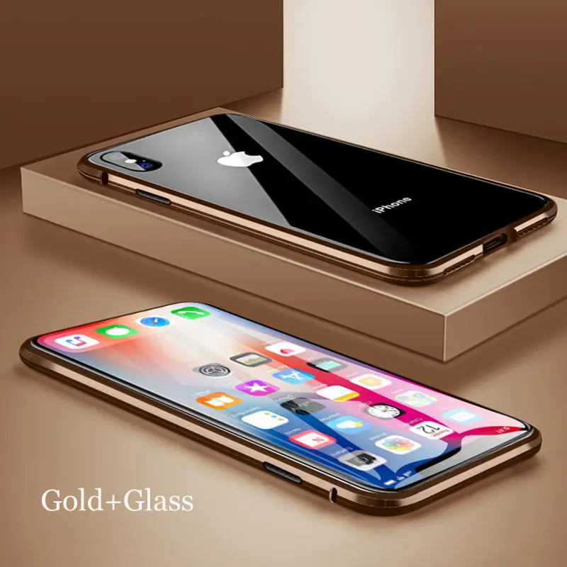 Магнитный адсорбционный металлический чехол для телефона для iPhone 7, 8, 6, 6S Plus, двухсторонний стеклянный Магнитный чехол для iPhone 11 X XS Pro, чехол для MAX XR
