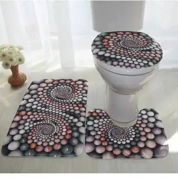 

Colorful Bathroom Rugs 3 pcs/set Closestool Seat Mat Toilet Seat Mat Anti Slip wc Mat 3D Effect Floor Mats Home Toilet Carpet