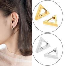 1 пара унисекс панк рок из нержавеющей стали обруч Huggie серьги-гвоздики геометрический чистый цвет серьги ювелирные изделия мужские модные для ушей серьги-гвоздики