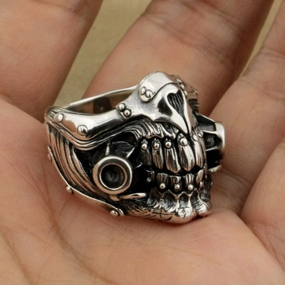 

Steampunk Punk Stainless Steel Ring Men Boho Insane Real Mike Adams Immortal Old Joe Mask Man Rings Gothic Anillo Hombre Ringen