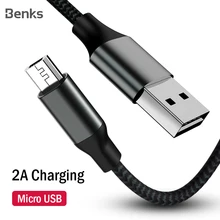 Benks Micro USB кабель 2A нейлон Быстрая зарядка для samsung S7 S6 Xiaomi Redmi Note 5 Pro huawei Android мобильный телефон кабели передачи данных