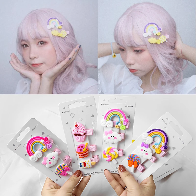 M MISM/3 шт. Радужные заколки для волос девочек Заколки с животными Красивые детские