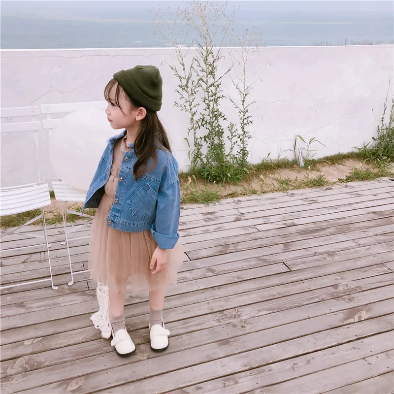 

2019 Autumn New Arrival Korean style cotton pure color all-match fashion casual loose short denim jacket for cool baby girls