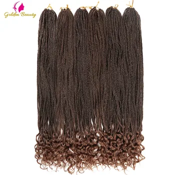 

Golden Beauty 30inch Long Box Braids Crochet Hair With Curly Ends Synthetic Ombre Crochet Hair Extensions 24 Strands/pack
