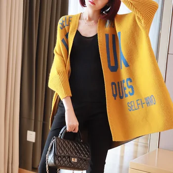 

Harajuku Oversize Cardigan Ladies Letters 2019 Fall Casual Knitting Sweater Women Large Coat Jacket Winter Sueter Mujer