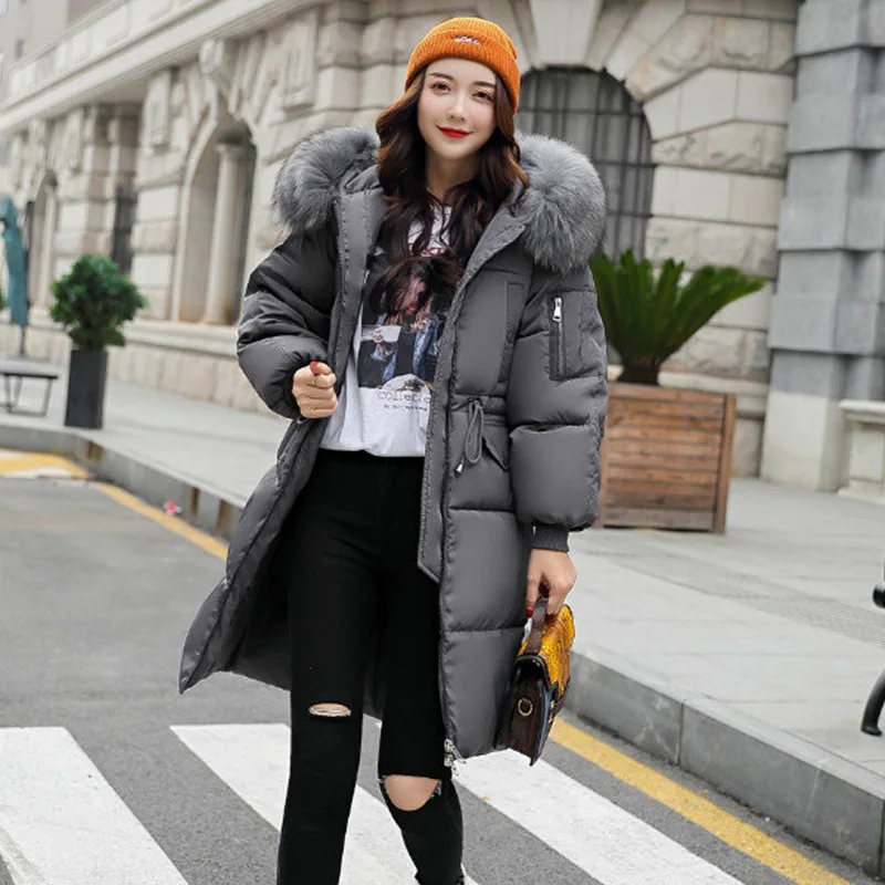 

Photo Shoot Winter Korean-style New Trend Mid-length Hooded Large Fur Collar down Jacket Cotton-padded Clothes Thick Large Size