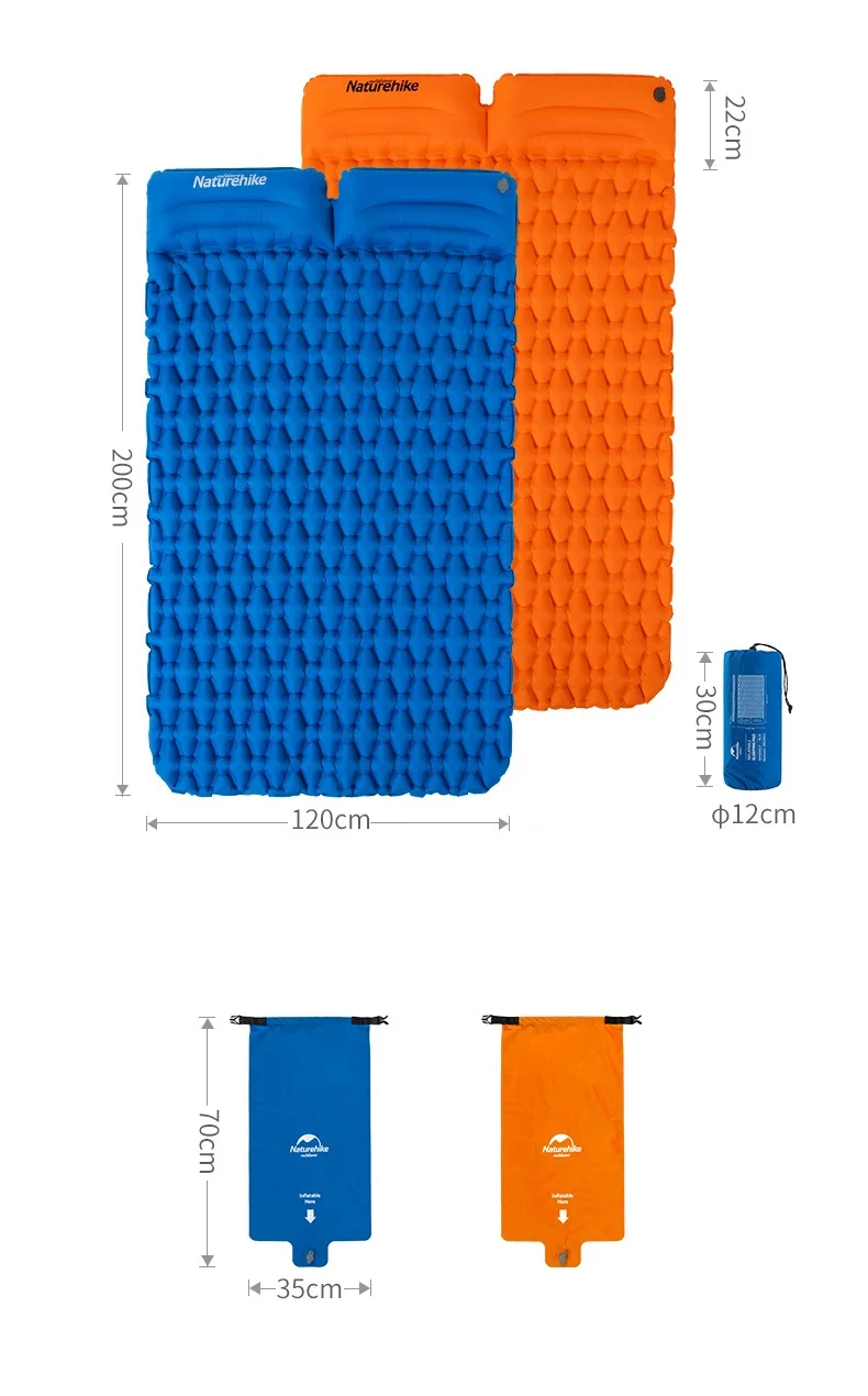 Naturehike colchon inflable camping mat bed inflatable air mattress sleeping pad nature hike 1 man, 2 double person