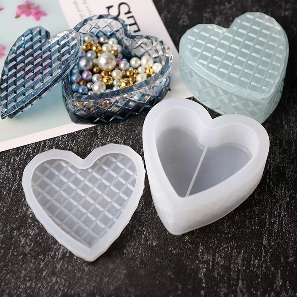 

1pcs Hot Sell Heart Shaped Box Mold Silicone Epoxy Resin Casting Mold for Jewelry Artcraft Storage Box Home Decoration