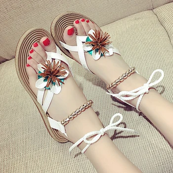 

New Fashion Bohemia Shoes Flip Flops Summer Woman Gladiator Sandals Women Floral Roman Strappy Platform Sandals