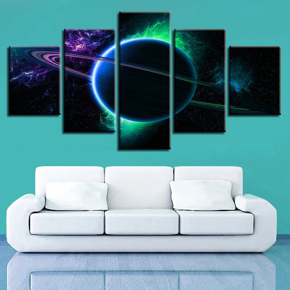 Hot Sale Modular Paintings Cuadros Canvas Wall Art Pictures Decoration 5 Pieces Cosmic Planet Earth HD Printed Landscape Poster | Дом и сад