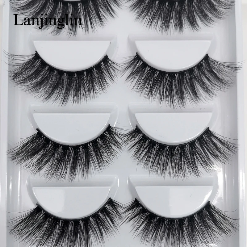 LANJINGLIN 3/5 пар 3D норковые накладные ресницы натуральные длинные wispy макияж