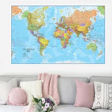 

The World Physical Map 150x225cm Non-woven Spray World Map Without National Flag Poster Decorative Wall Art for Travel and Trip