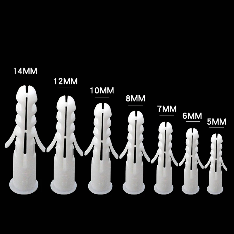 Anchors  5-14mm Screws M5-M14 Rubber Expansion Pipe Flat Round Head Self-Tapping Screw Nylon Tube Wall Wood Hardware Tool