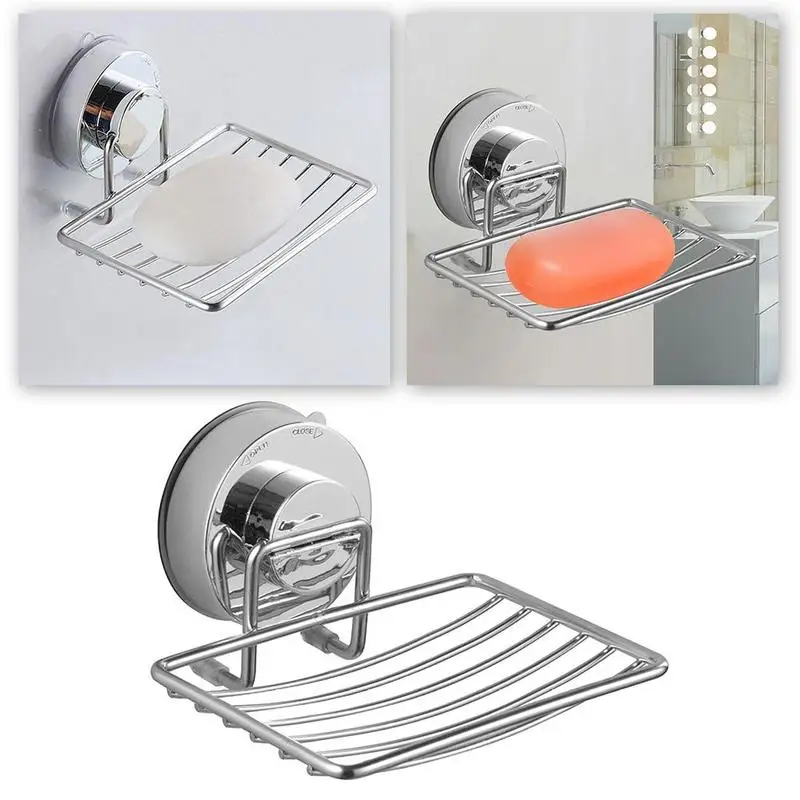Silver Bathroom Vacuum Suction Cup Holder Soap Box Mesa Mall 2021 Dish