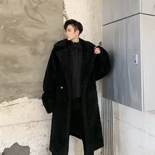 Шерстяная куртка длинная сетка новая зимняя овечья сетка Красная плюшевый медведь куртка INS стильный толстый длинный Тренч мужской кашемировый